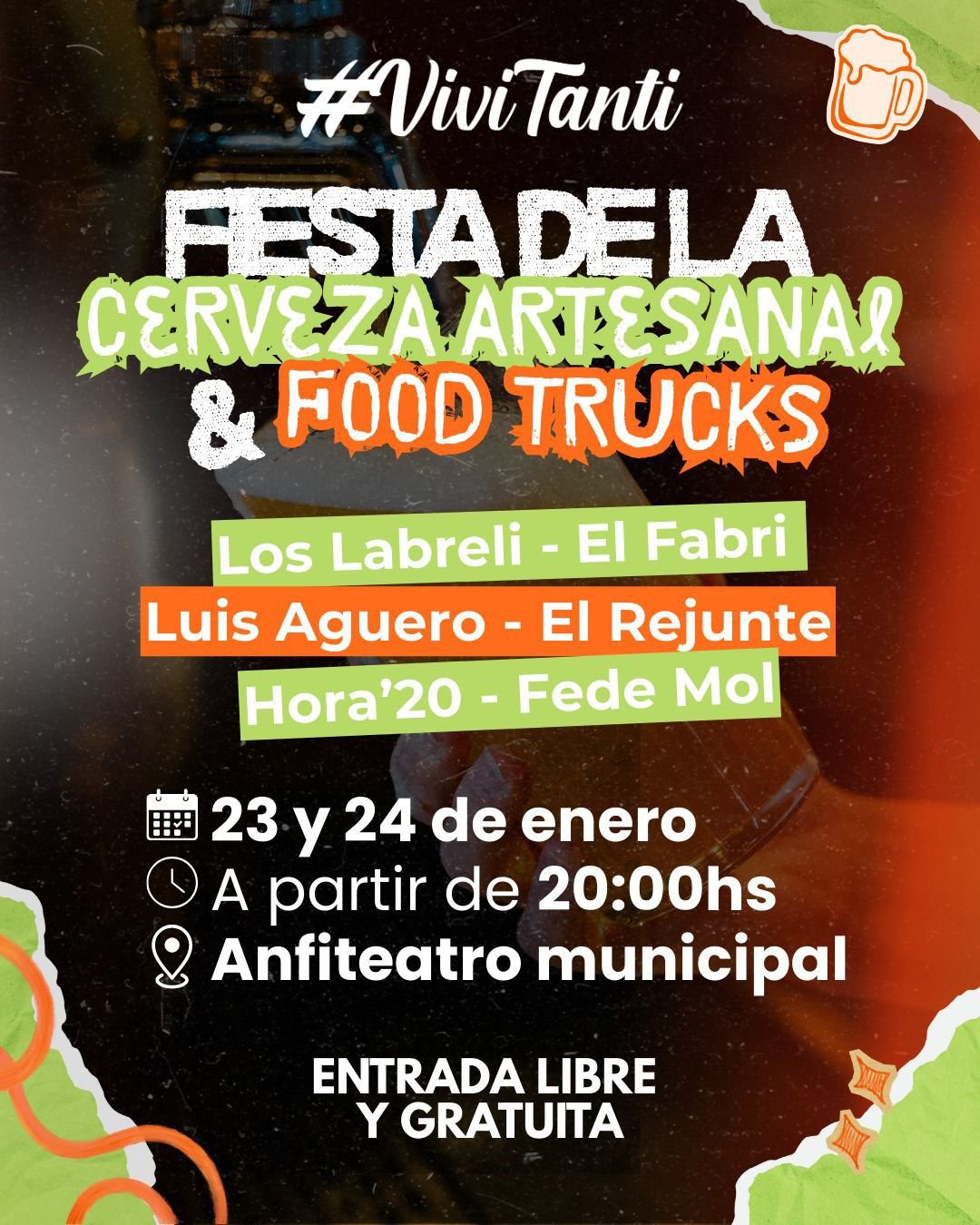 TANTI VIVIRÁ DOS NOCHES A PURO SABOR Y MÚSICA CON LA FIESTA DE LA CERVEZA ARTESANAL Y FOOD TRUCKS