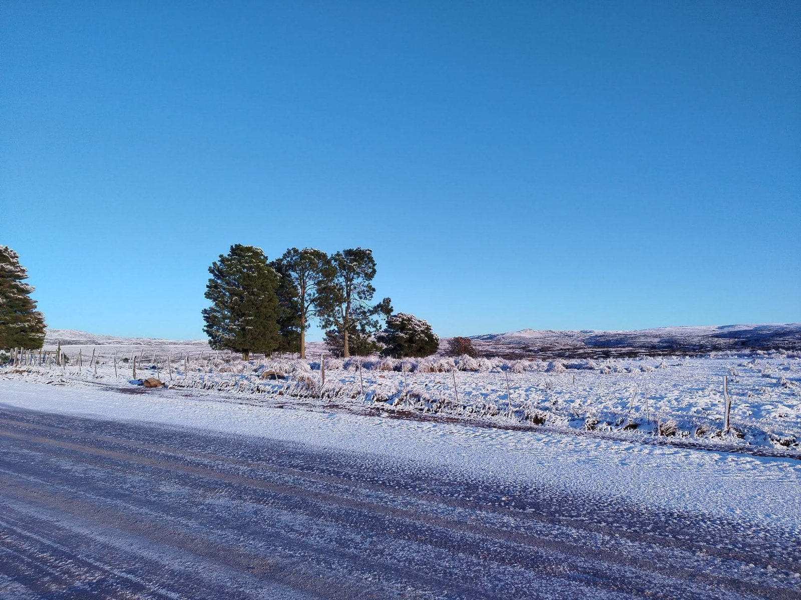 LA RUTA PROVINCIAL 28 AMANECIÓ CUBIERTA DE NIEVE TRAS LAS INTENSAS PRECIPITACIONES